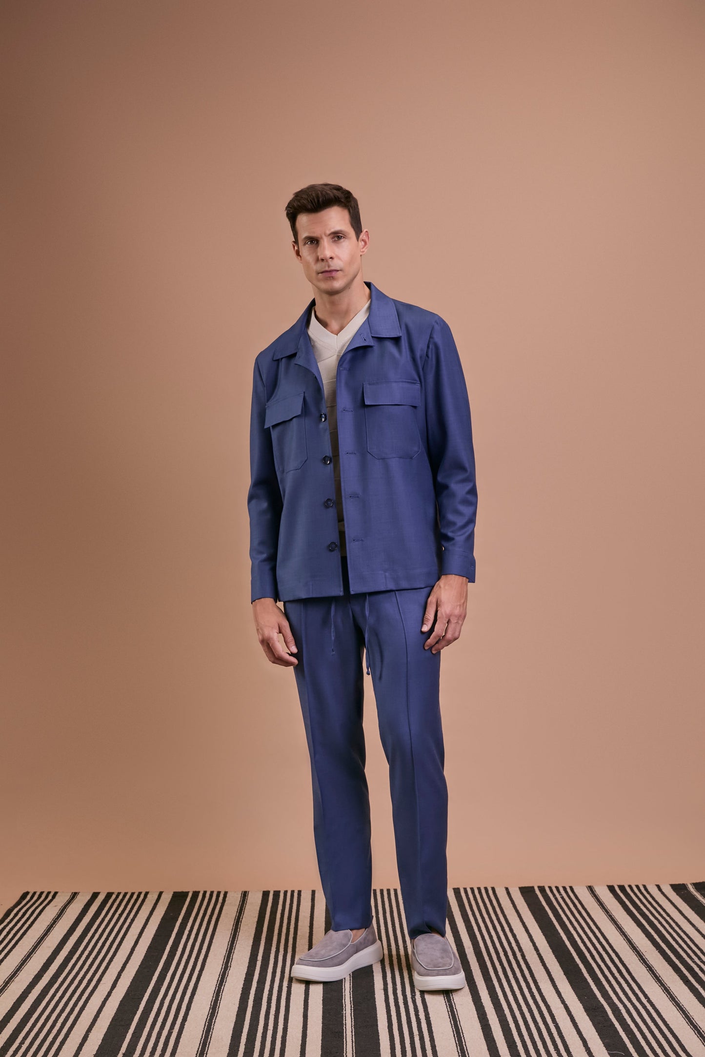 Calça 803 lã fria s120 azul médio